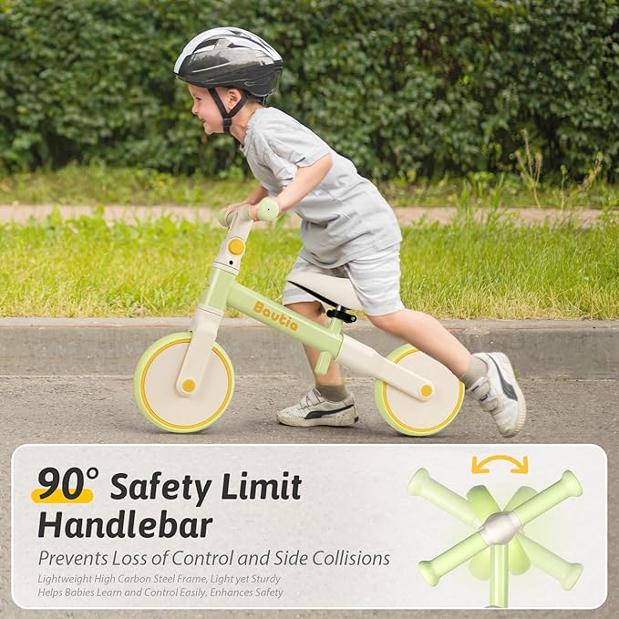 Balance Bike for 2 Year Old, Adjustable Seat & Handlebar, Age18 Months to 5 Years Old, No-Pedal Training Bike Toddler Push Bicycle First Gifts-Green