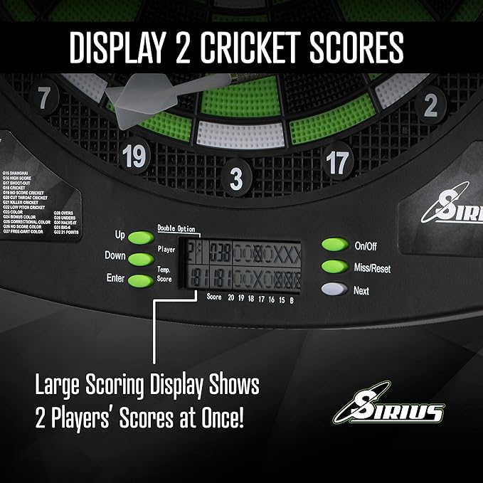 Fat Cat Sirius 13.5 Inch Compact Target Electronic Dartboard, Black and Green