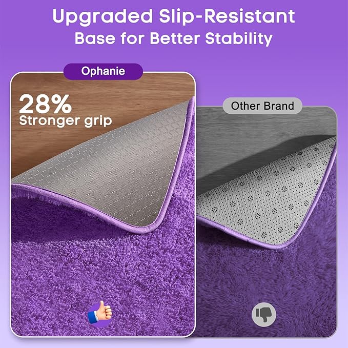 Ophanie Purple Rugs for Bedroom Living Room, Fluffy Fuzzy Furry Carpet, Plush Soft Shaggy Bedside Indoor Floor 4x6 Area Rug for Kids Girls Boys Baby Teen Dorm Nursery Home Decor Aesthetic