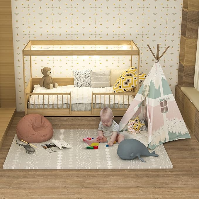 TCBunny 16 Interlocking Tiles and Edges Baby Play Mat for Kids & Toddlers - 5.6 X 4 FT (Bohemia Style)