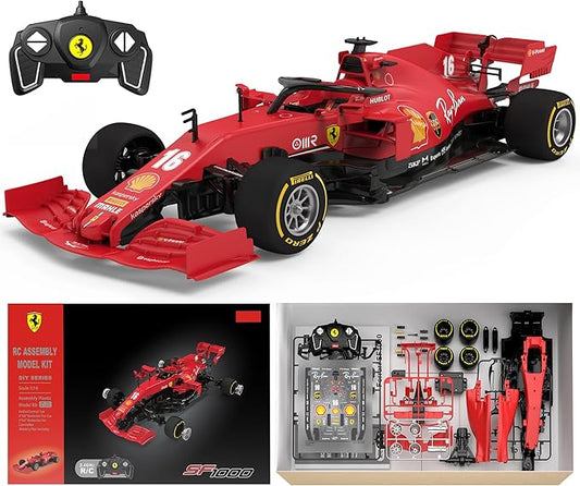 Licensed Ferrari F1 SF1000 RC Car Building Kit, 1/16 Scale Supercar Assembly Set with Remote Controller, Licensed Model, 65 Pieces, STEM Kits for Kids and Adults, Ages 8+ (Ferrari SF1000)