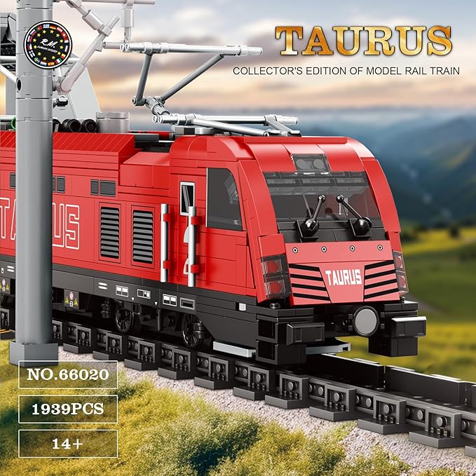 City Train Set with Base,MOC Classic Car Building Block Kit,Retro Taurus Electric Train 66020,Model for Adult Truck Lovers,Gifts for Kids, Boys & Girls Home Décor,1939 PCS