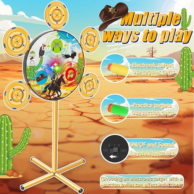 Shooting Game Toys for Ages 3 4 5 6 7 8 9 10+ Year Old Boy, Digital Shooting Target with 40 Soft Foam Dart and 2 Toy Guns Indoor Outdoor Sports Games Birthday Xmas Easter Gifts Toys for Kids 5-7 8-12