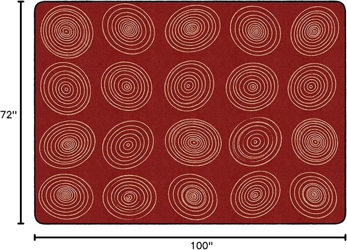Flagship Carpets Circles Abstract Educational Area Rug for Kids Room Seating Décor, Children's Classroom, Play Carpet for Teaching and Playroom, Seats 20, 6' x 8'4", Brick