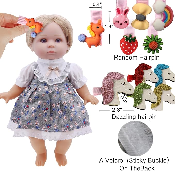 Alive Baby Doll Clothes and Accessories - 12 Sets Girl Doll Clothes Dress for 12 13 14 15 16 Inch Doll, Baby Doll Clothes - Doll Outfits Accessories w/Hairpin & Underwear for Doll Gift