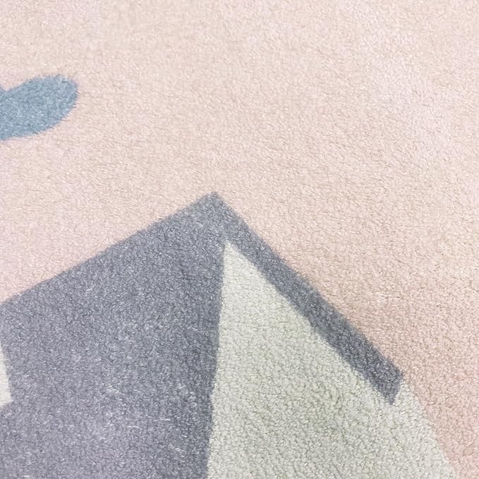 ABREEZE Kids Rug Play Mat, Ultra Soft Pink Unicorn Nursery Rug, 5'x6.6', Non Slip for Kids Room, Baby, Bedroom, Playroom, Living Room