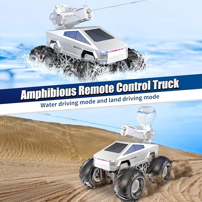 1:16 Remote Control Car, 2.4GHz Shoot Water RC Cars, 4WD Amphibious RC Truck, All Terrain Off-Road Remote Control Monster Truck, Pick-up RC Car Toy for Boys Girls Ages 6+