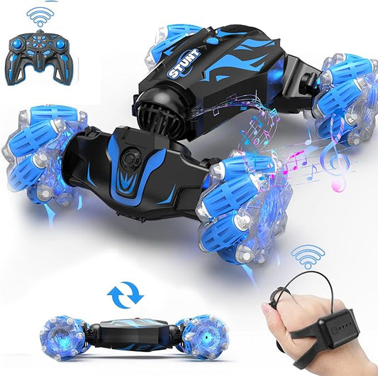 BEZGAR Gesture Sensing RC Stunt Car - Boys Toys Age 6-12, 2.4Ghz Remote Control Twist Car with Light & Music, 4WD Hand Controlled RC Cars, Birthday Gifts for Kids 6 7 8 9 10 11 12 Years Old