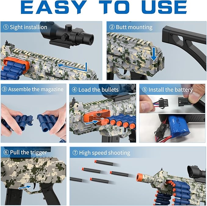 Electric Automatic Toy with Scope, JakMean Toy Blaster with 30 Dart Clips and 100 Foam Darts, Outdoor Shooting Games Toys for 6-12 Year Old Boys & Girls Adults, Gifts for Birthday Xmas, Green