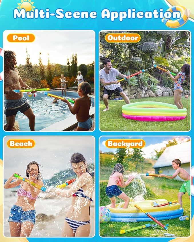 Water Gun Squirt Toys for Kids Adults: Outdoor Super Blaster Water Guns for Kids Age 3-4-5-8-12 Bulk - Fun Water Squirter Toy for Swimming Pool Beach Summer Outside Party Games（6 Pack）