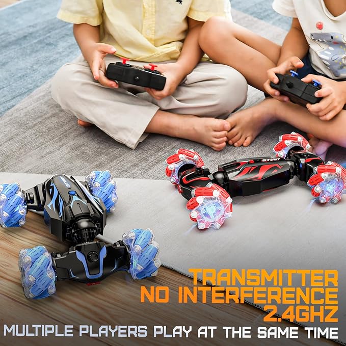 BEZGAR Gesture Sensing RC Stunt Car - Boys Toys Age 6-12, 2.4Ghz Remote Control Twist Car with Light & Music, 4WD Hand Controlled RC Cars, Birthday Gifts for Kids 6 7 8 9 10 11 12 Years Old
