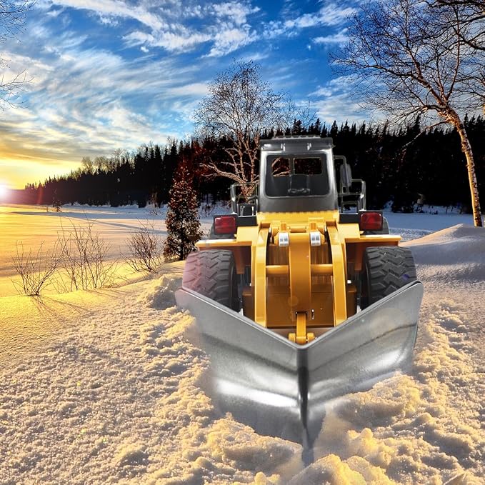 fisca RC Truck Remote Control Snow Plow 6 Channel 2.4G Alloy Snow Sweeper Vehicle 4WD Tractor Toy with Lights for Kids