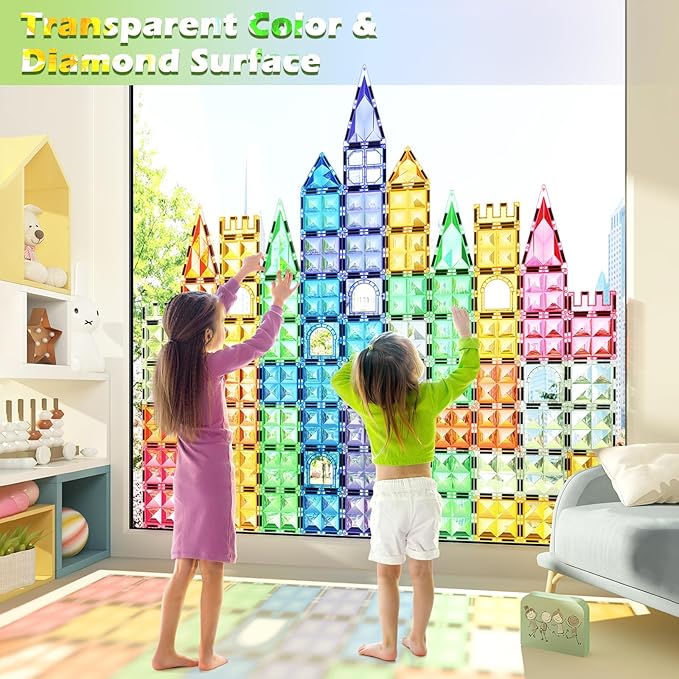 Magnetic Tiles Kids Toys STEM Sensory Toy Magnetic Building Blocks Toys for Toddlers Boys & Girls Ages 3 4 5 6 7 8+ Birthday Girls Gifts