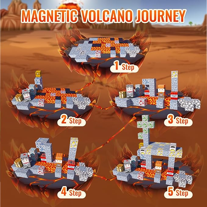 Magnetic Blocks-110pcs Build Mine Magic Magnet 3D Craft World Set,Magnetic Blocks Le Building go Toys for Kids,STEM Sensory Toys for Toddlers Birthday Gifts,Constructions Toys for Boys & Girls Age 3+