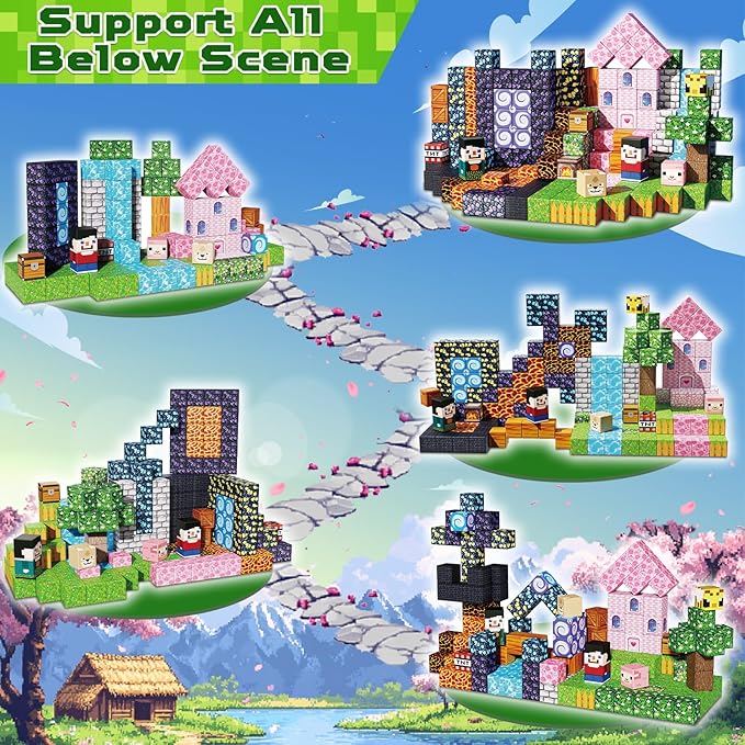 Magnetic Blocks - 200 PCS Build Dark Adventure Forest Castle - Magnetic Toys for Montessori Toddler Christmas Birthday Gifts STEM Sensory Toys for 3 4 5 6 7 8 9 10 Year Old Boys & Girls