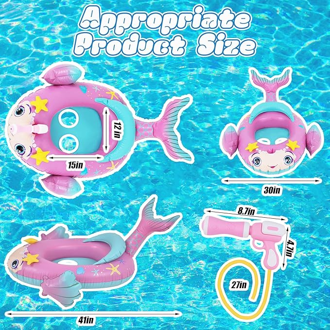 Kids Inflatable Pool Float with Integrated Squirt Gun,Fun Ride,on Float for Toddlers(Ages 3-8), Exciting Swimming Pool Toy for Boys and Girls