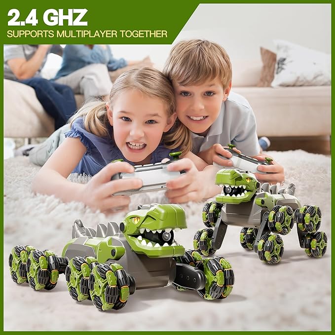 8WD Remote Control Car, 2.4GHz Remote Control Dinosaur for Boys 4-7,Suitable for Children Aged 8-12, Children's Birthday Gift Recommendation (Green)