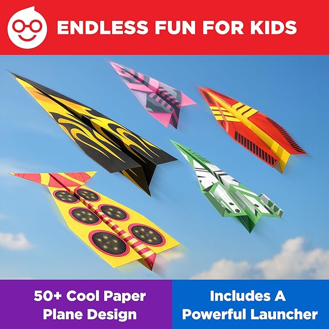 Doctor Jupiter Paper Airplane Book Kit for Kids Ages 6+ | Birthday Gift Ideas for 6-7-8-9-10-11-12 Year Old Boys & Girls | Learning & Educational STEM Toy with 50 Paper Airplanes and Launcher