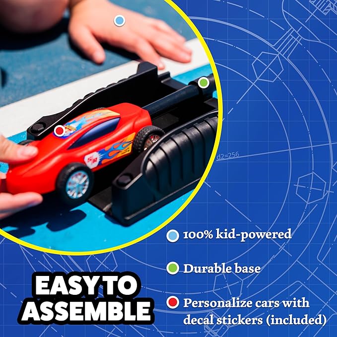 Stomp Racers Air Powered Race Cars by Stomp Rocket, 4 Car Mega Pack - Dueling Stomp Racers Toy Car Launcher - Fun Backyard & Outdoor Multi-Player Kids Toys Gifts for Boys, Girls & Toddlers