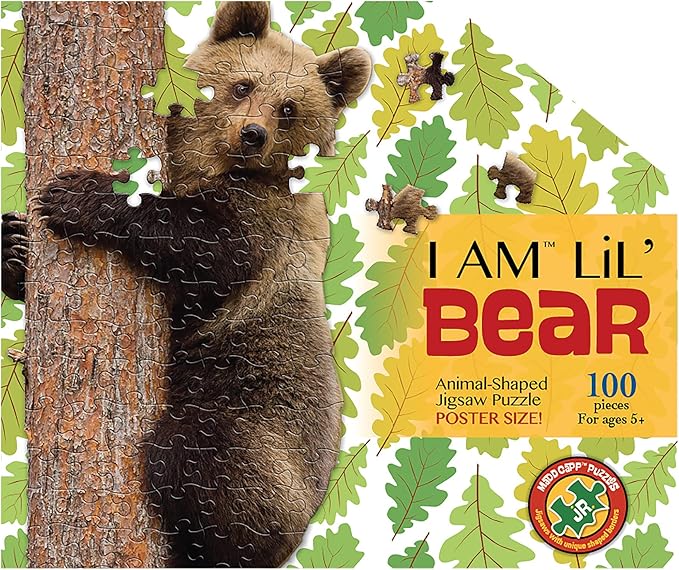 Madd Capp Puzzles Jr. - I AM Lil’ Bear - 100 Pieces - Animal Shaped Jigsaw Puzzle