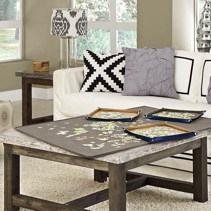 Lavievert 1500 Piece Jigsaw Puzzle Board with Padded Cover, Portable Case with 6 Sorting Trays & Detachable Board, Puzzle Caddy Storage Saver with Non-Slip Surface for Adults and Kids