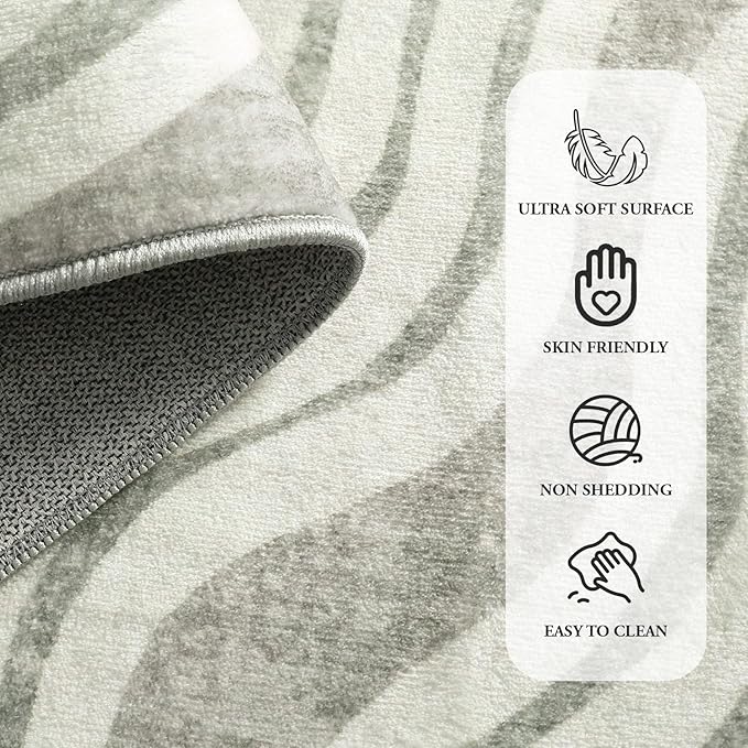 Boho Washable Grey Rug 6x9, Soft, Ultra-Thin Non Slip, Stain Resistant, Classroom to Dining Room, Nursery (6'x9', Grey/Multi)