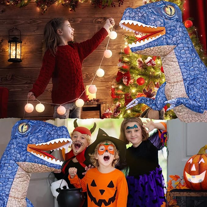 Dinosaur Inflatable Remote Control Toy for Kids, Electric Dinosaur Toy with 360°Rotation, Rechargeable T-Rex RC Walking Car for Boys & Girls, Christmas Birthday Gifts for Kids Age 6-12