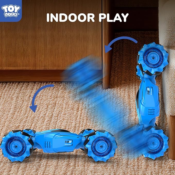TOY Life RC Stunt Car, 2.4GHz 4WD Light Up Hand Controlled RC Car Double Sided 360°Rotating Gesture Sensing Remote Control Cars Birthday Gift Toys for Boys Age 8-12