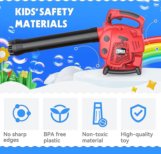 Bubble Leaf Blower for Toddlers - Upgrade Kids Bubble Machine with Gardening Tool Set Toy Leaf Blower, 2 in 1 with Extra Bubble Blower Kit Outdoor Summer Hoilday Party Toys for Boys Girls Age 3 4 5+