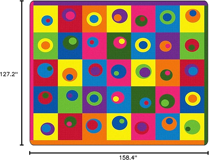 Flagship Carpets Multi Silly Circles Colorful Abstract Children's Classroom Area Rug for Kids Room Seating Décor, Play Carpet for Teaching and Playing, (Seats 35), 10'6" x 13'2", Rectangle
