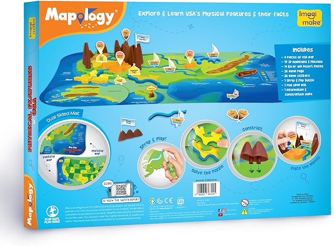 Imagimake Mapology Physical Features USA Puzzle | Mountains, National Parks, Rivers & Lakes 3D Puzzle for Kids 8-10 | Educational Toys | Classroom Must-Haves | Learning Gift for Kids Age 8-12