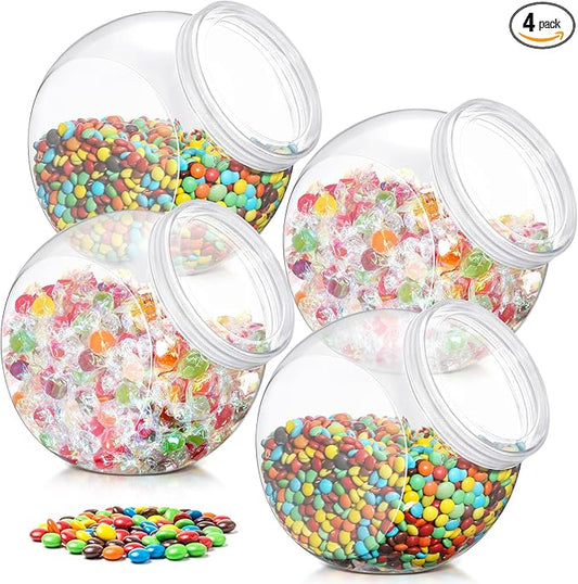 4 Pcs Plastic Candy Jar with Lid for Candy Buffet Large Storage Jar Clear Food Storage Canisters Kitchen Countertop Container for Cookies Beans Snacks Indoor Outdoor Wedding(80 oz)