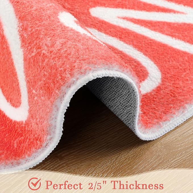 Topotdor Round Kids Play Rug Alphabet Nursery Area Rug Extra Large Soft Crawling Play Mat for Children Toddlers Bedroom (47 inch,Coral)