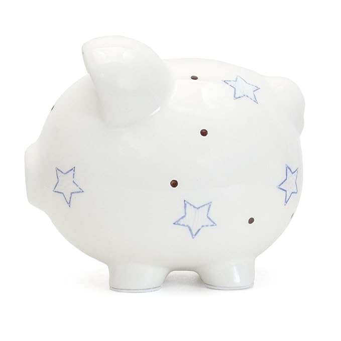 Child to Cherish Ceramic Piggy Bank for Boys, Blue Star