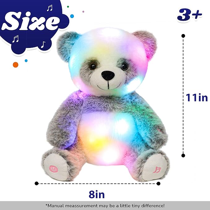 Cuteoy LED Musical Panda Light-up Stuffed Animal Singing Glowing Plush Adjustable Volume Lullaby Toy Gifts for Kids Toddler Girls Birthday Christmas Plushies, 13"