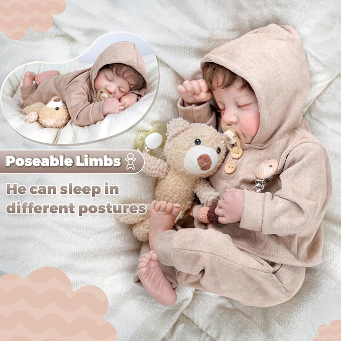BABESIDE Lifelike Reborn Baby Dolls Boy - 17-Inch Soft Realistic-Newborn Baby Dolls Full Body Vinyl Anatomically Correct Real Life Baby Dolls with Toy Accessories for Kids Age 3 4 5 6 7 +