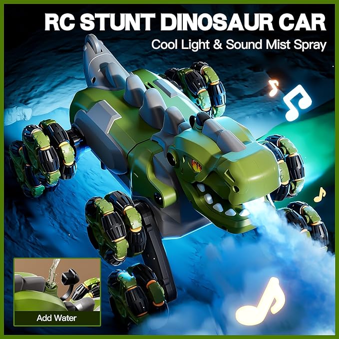 8WD Remote Control Car, 2.4GHz Remote Control Dinosaur for Boys 4-7,Suitable for Children Aged 8-12, Children's Birthday Gift Recommendation (Green)
