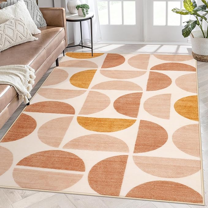 Lahome Boho Rugs 5x7, Ultra-Thin Washable Rugs for Living Room, Non-Slip Foldable Nursery Rug Non Shedding Soft Bedroom Rugs for Classroom Office Dining Room (5x7ft,Multi)