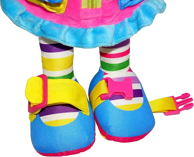 June Garden 15.5" Dressy Friends Scarlett - Educational Stuffed Plush Doll for Kids and Toddlers 2 Years and Up - Montessori Buckle Soft Toy