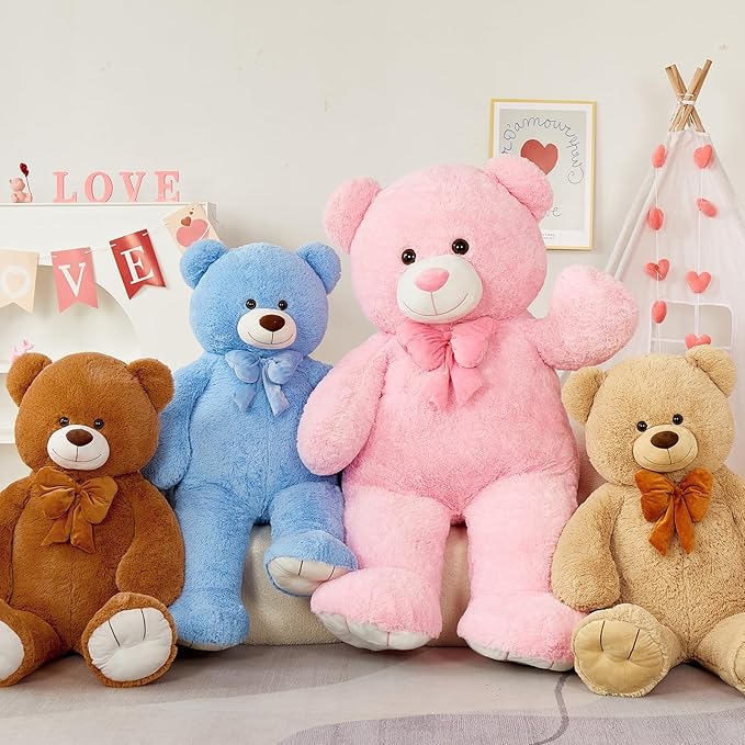 MorisMos Giant Teddy Bear 5ft Stuffed Animal for Girlfriend,Human Size Cuddly Teddy Pink Bear Toy for Valentine,Jumbo Stuffed Bear Plush 59 inch,Xmas Gifts for Women Kids Baby Shower Decor