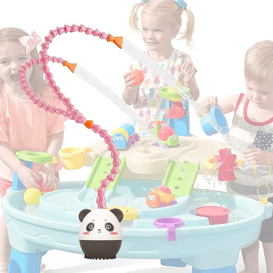 Panda Outdoor Water Table Play Pump -Dual Hose Design -Toddler Outdoor Toys, Safety First Kids Toddler Water Table Pump for Water Play Table Outside Fun & Creativity-with Panda Story Picture Book