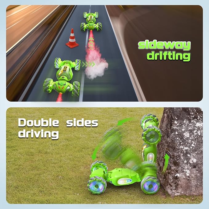 RC Stunt Cars Remote Control Car Double-Sided Driving 360-degree Flips Rotating Toy All Terrain Off-Road car,4WD Gesture Sensing Stunt Car for Boys 6-12 Year Old for Kids