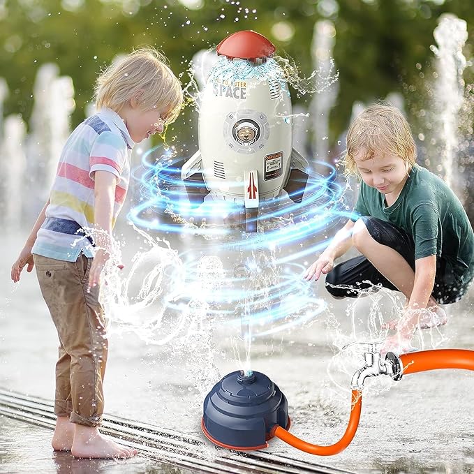 TANSAR Sprinkler Rocket Launcher, Outdoor Water Toys for Kids, Summer Outside Game, Holiday & Birthday Ideas for Boys Girls Age 3 4 5 6 7 8 Year Old, Gray