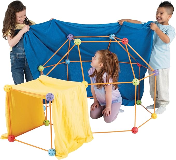 Everest Toys Multicolor - 69 Piece Fort Building Kit - Buildable Indoor/Outdoor Kids DIY Stem Toy