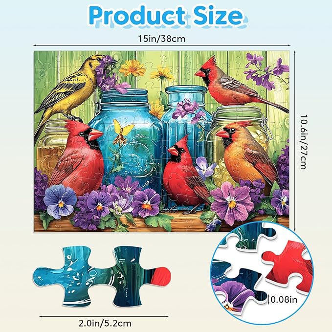 4-Pack 100 Piece Puzzles for Kids Ages 4-6 6-8 Popsicles Birds Dolphin Cat Large Puzzles for Kids 8-10 Years Old 100 Piece Jigsaw Puzzles for Seniors Adults Toddler Children Learning Educational Toys