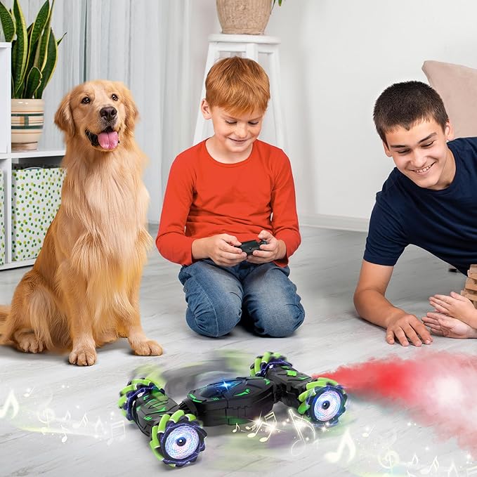Gesture RC Car Toys for Boys 6-12, Gifts for Kids Aged 6 7 8 9 10 11 12, RC Sensing Stunt Car with Cool Lights Music Spray, 2.4Ghz Remote Control Car Double Sided Flip 360° Rotate 4WD Off-Road