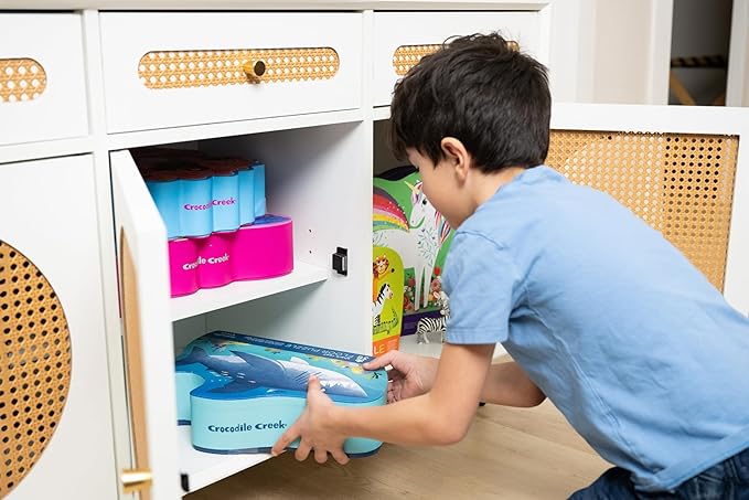 Crocodile Creek 36-Piece Jigsaw Floor Puzzle - Fun Floor Puzzles for Kids Ages 3-5 - Heavy-Duty Shaped Box for Storage - Garden Friends - 27" W x 20" H Finished