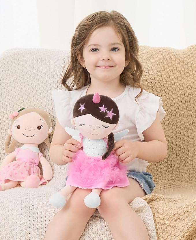 Soft Baby Doll Toys (16'') for Girls, My First Baby Rag Dolls for 1 Year Old Girl Birthday Gift Plush Doll Toys Machine Washable Baby Doll for Toddler Kids Infants - Star Princess