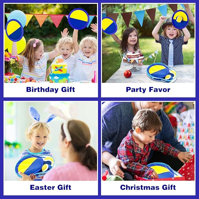 Ayeboovi Toss and Catch Ball Set Beach Pool Outdoor Toys for Kids Ages 3 4 5 6 7 8+ Year Old Boys Girls Birthday Gifts Sticky Paddles Balls Outside Lawn Camping Yard Games