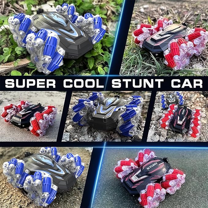 New Gesture Sensing RC Stunt Car with Lights Music, Hand Gesture Remote Control Car 360° Spins Double Side Twisted Glove Controlled RC Car Birthday Gifts Toys for 6 7 8 9 10 11 12 year old boys